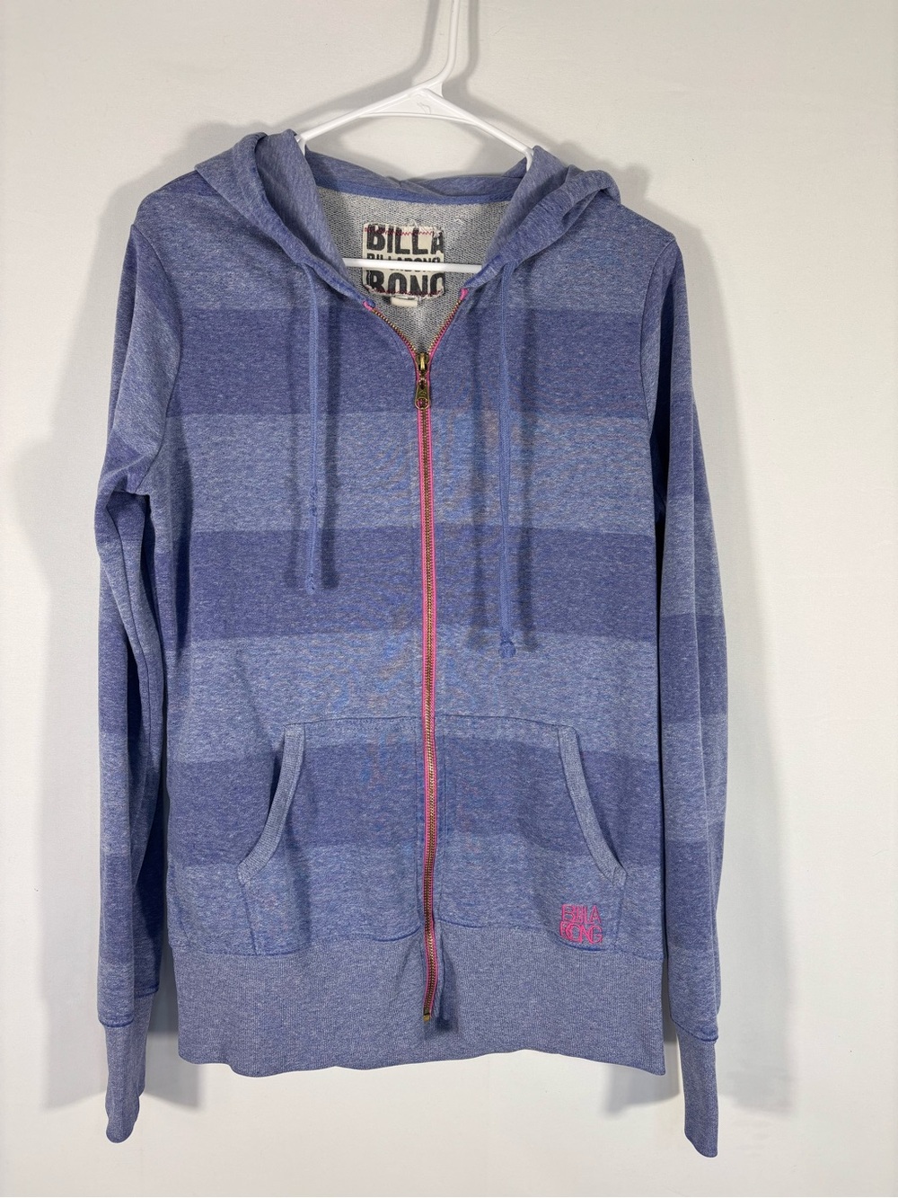 Billabong Womens Purple Striped Zip Hoodie Lightweight Surf Skate Jacket Size XL